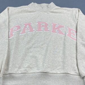 Parke Women's Gray Sweatshirt with Pink Lettering